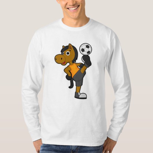Pferd als Fußballspieler mit Fußball T-Shirt (Vorderseite)