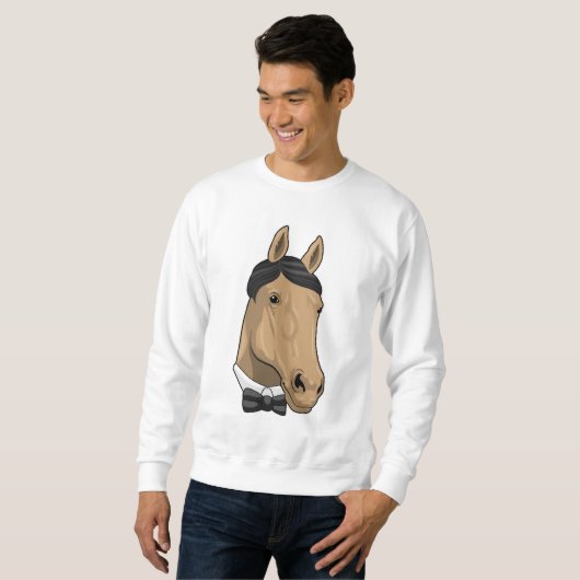 Pferd als Gentleman mit Bow-Krawatte Sweatshirt (Vorne ganz)