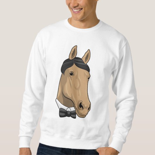Pferd als Gentleman mit Bow-Krawatte Sweatshirt (Vorderseite)