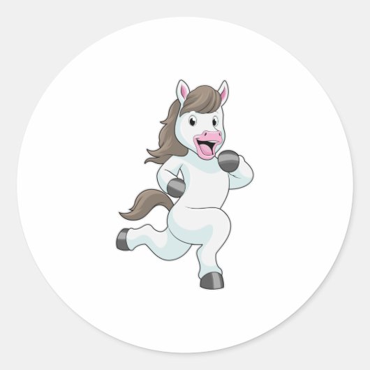 Pferd als Runner beim Laufen Runder Aufkleber (Vorderseite)