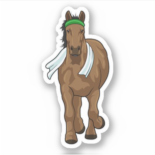 Pferd als Runner mit Handtuch Aufkleber (Vorderseite)