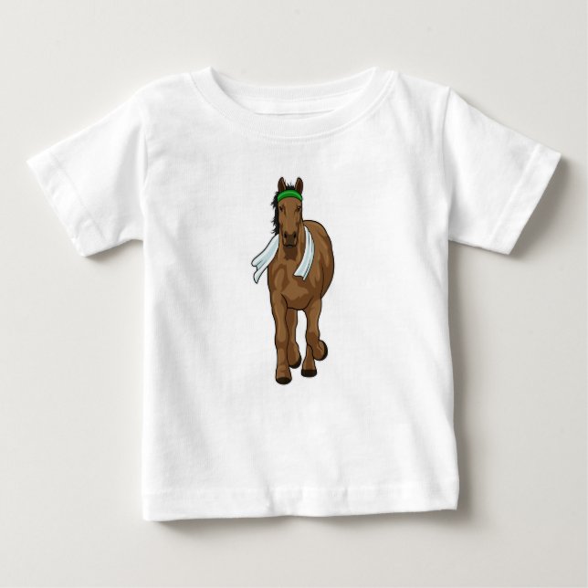 Pferd als Runner mit Handtuch Baby T-shirt (Vorderseite)