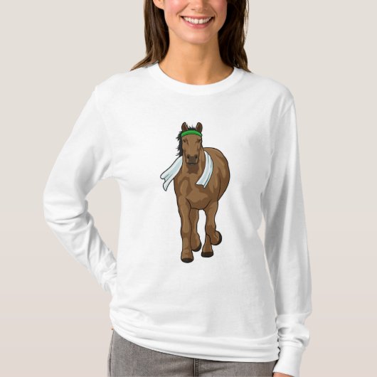 Pferd als Runner mit Handtuch T-Shirt (Vorderseite)