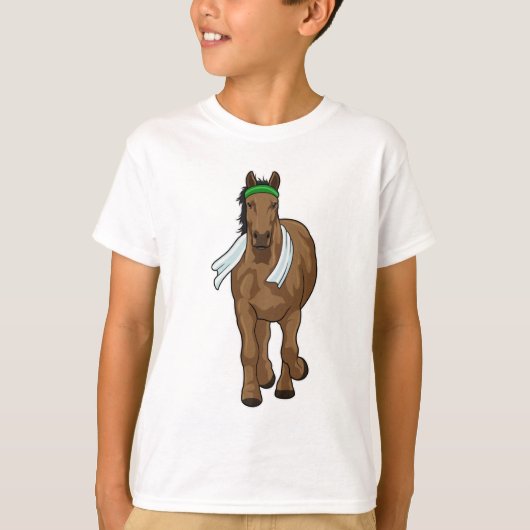 Pferd als Runner mit Handtuch T-Shirt (Vorderseite)