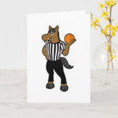 Pferd als Schiedsrichter mit Basketball & Pfeifen Karte (Gelbe Blume)
