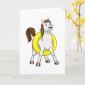 Pferd als Schwimmer mit Lifebouy Karte (Gelbe Blume)