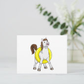 Pferd als Schwimmer mit Lifebouy Postkarte (Stehend Vorderseite)