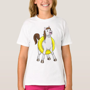 Pferd als Schwimmer mit Lifebouy T-Shirt