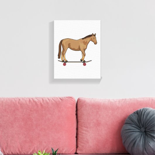 Pferd als Skater auf Skateboard Leinwanddruck (Insitu (Wohnzimmer))