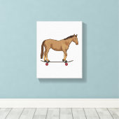 Pferd als Skater auf Skateboard Leinwanddruck (Insitu (Holzboden))