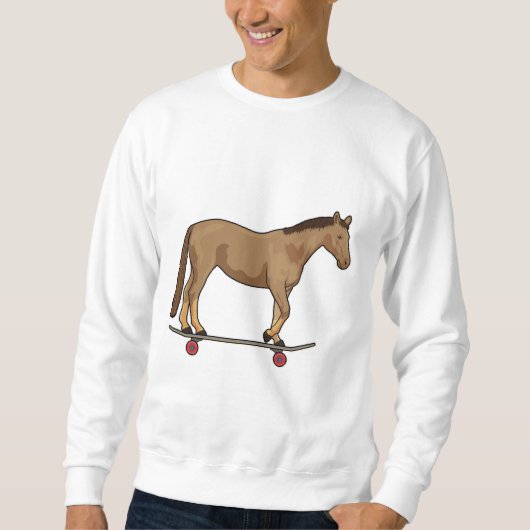 Pferd als Skater auf Skateboard Sweatshirt (Vorderseite)