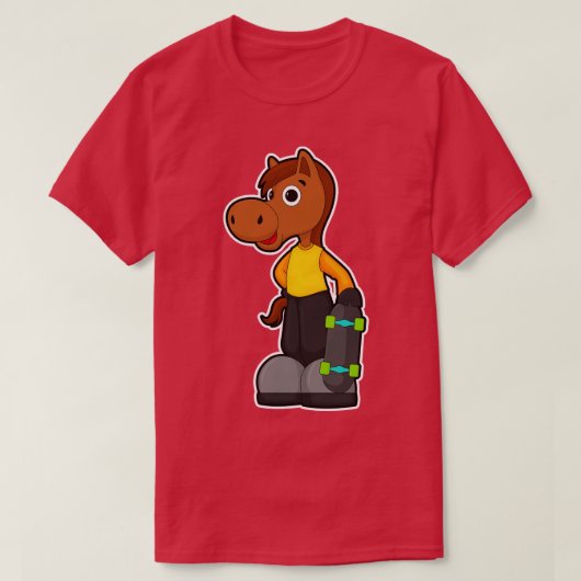 Pferd als Skater mit Skateboard 1 T-Shirt (Design vorne)
