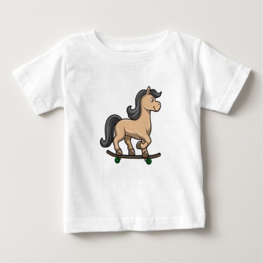 Pferd als Skater mit Skateboard Baby T-shirt (Vorderseite)