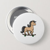 Pferd als Skater mit Skateboard Button (Vorne & Hinten)