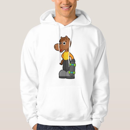 Pferd als Skater mit Skateboard Hoodie (Vorderseite)