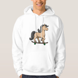 Pferd als Skater mit Skateboard Hoodie