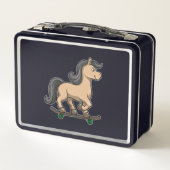Pferd als Skater mit Skateboard Metall Brotdose (Rückseite)