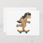 Pferd als Skater mit Skateboard Postkarte (Vorne/Hinten)