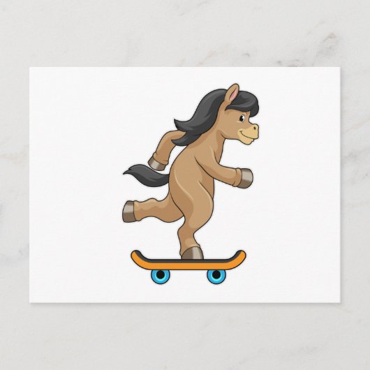 Pferd als Skater mit Skateboard Postkarte (Vorderseite)