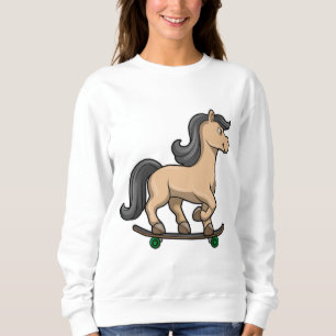 Pferd als Skater mit Skateboard Sweatshirt