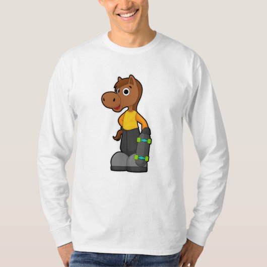 Pferd als Skater mit Skateboard T-Shirt (Vorderseite)