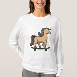 Pferd als Skater mit Skateboard T-Shirt