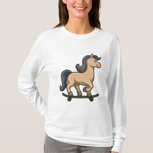 Pferd als Skater mit Skateboard T-Shirt (Vorderseite)