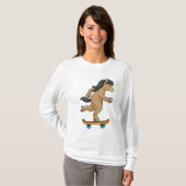 Pferd als Skater mit Skateboard T-Shirt (Vorne ganz)