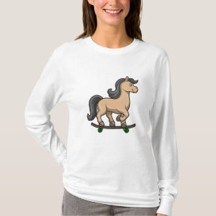 Pferd als Skater mit Skateboard T-Shirt
