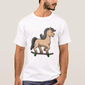 Pferd als Skater mit Skateboard T-Shirt (Vorderseite)