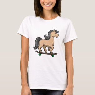 Pferd als Skater mit Skateboard T-Shirt