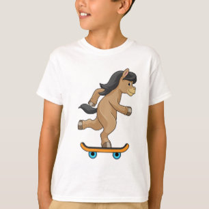 Pferd als Skater mit Skateboard T-Shirt