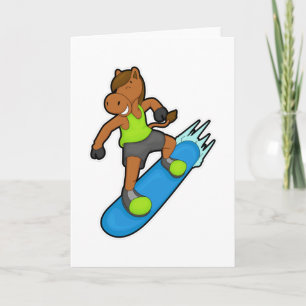 Pferd als Snowboarder mit Snowboard Karte
