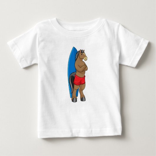 Pferd als Surfer mit Surfbrett Baby T-shirt (Vorderseite)
