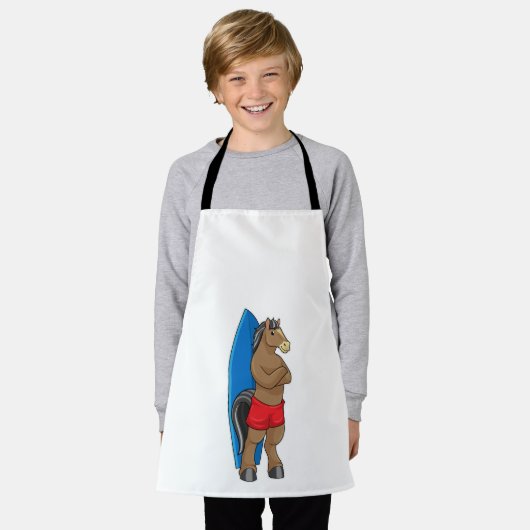 Pferd als Surfer mit Surfbrett Schürze (Getragen)