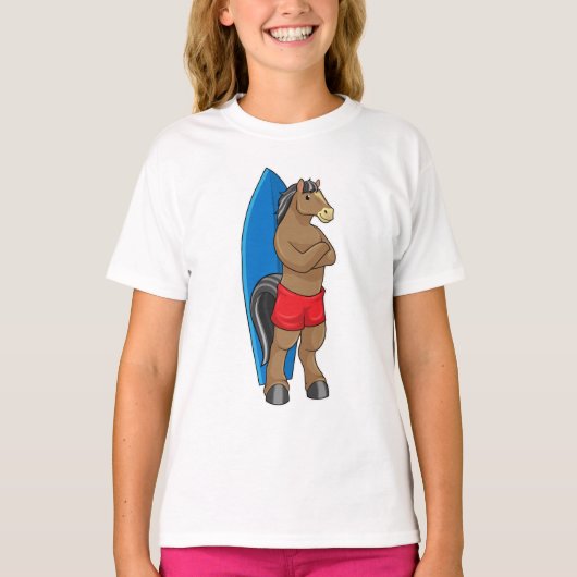 Pferd als Surfer mit Surfbrett T-Shirt (Vorderseite)