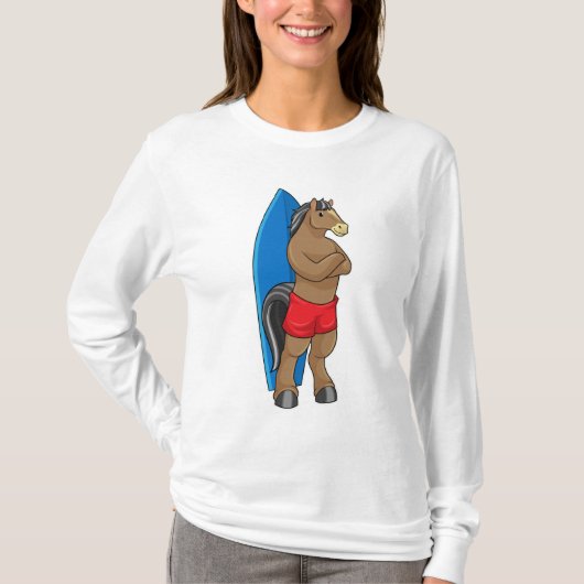 Pferd als Surfer mit Surfbrett T-Shirt (Vorderseite)