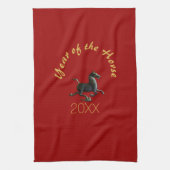 Pferd Alte chinesische Skulptur Pferd Jahr Zodiac Geschirrtuch (Vertikal)