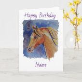 Pferd am Blue Birthday Karte (Gelbe Blume)