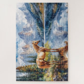 Pferd am Landschaftlichen See Puzzle (Vertikal)