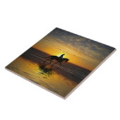 Pferd am Strand bei Sunset Riding Fliese (Seite)