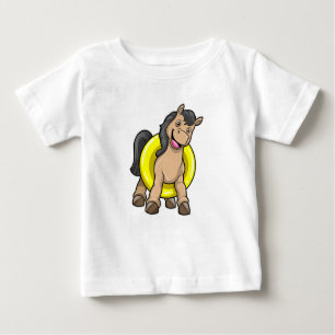 Pferd am Strand mit Schwimmring Baby T-shirt