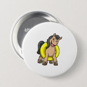Pferd am Strand mit Schwimmring Button (Vorne & Hinten)