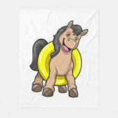 Pferd am Strand mit Schwimmring Fleecedecke (Vorderseite)