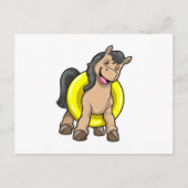 Pferd am Strand mit Schwimmring Postkarte (Vorderseite)
