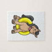 Pferd am Strand mit Schwimmring Puzzle (Horizontal)