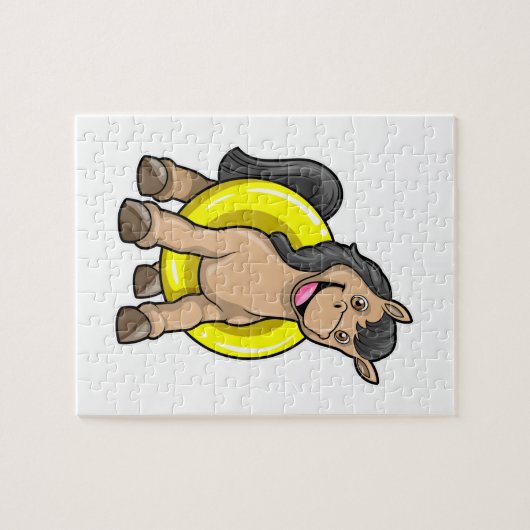 Pferd am Strand mit Schwimmring Puzzle (Horizontal)