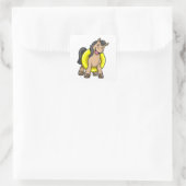 Pferd am Strand mit Schwimmring Quadratischer Aufkleber (Tasche)