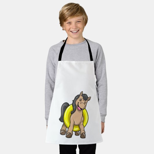 Pferd am Strand mit Schwimmring Schürze (Getragen)