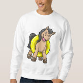 Pferd am Strand mit Schwimmring Sweatshirt (Vorderseite)